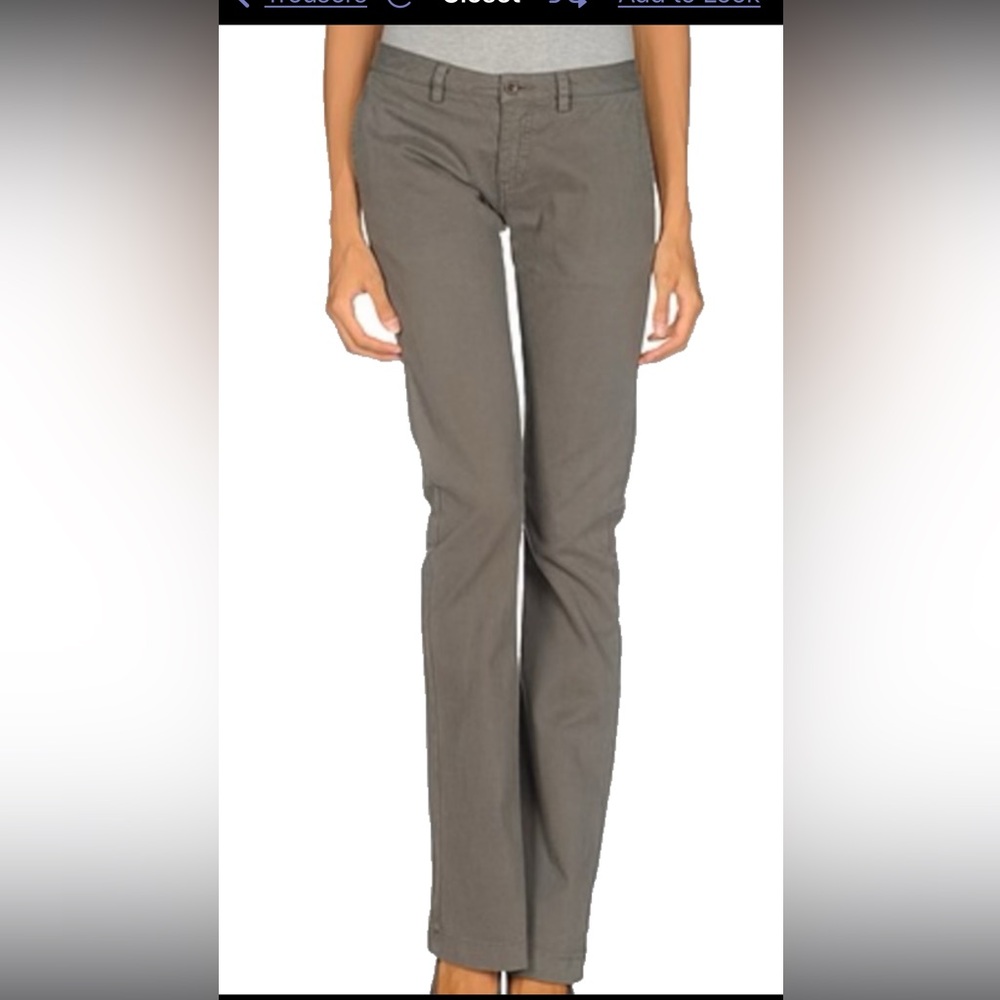 Merci NWOT Slim Straight Trousers Olive Green Size 4 Made in Italy